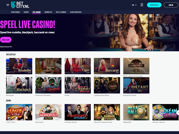 Live casino van BetCity in 2024