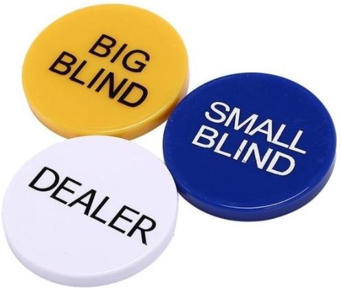 Poker dealer button en small en big blind buttons