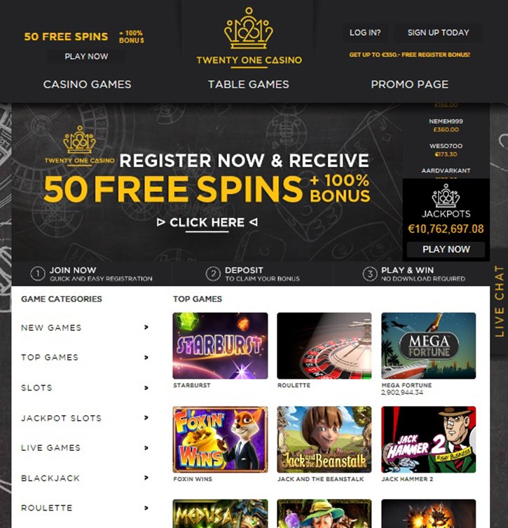 Website 21 Casino