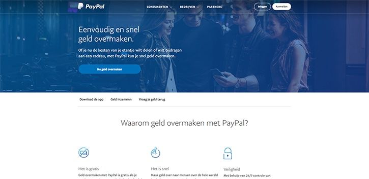 De website van PayPal om te storten bij een online casino
